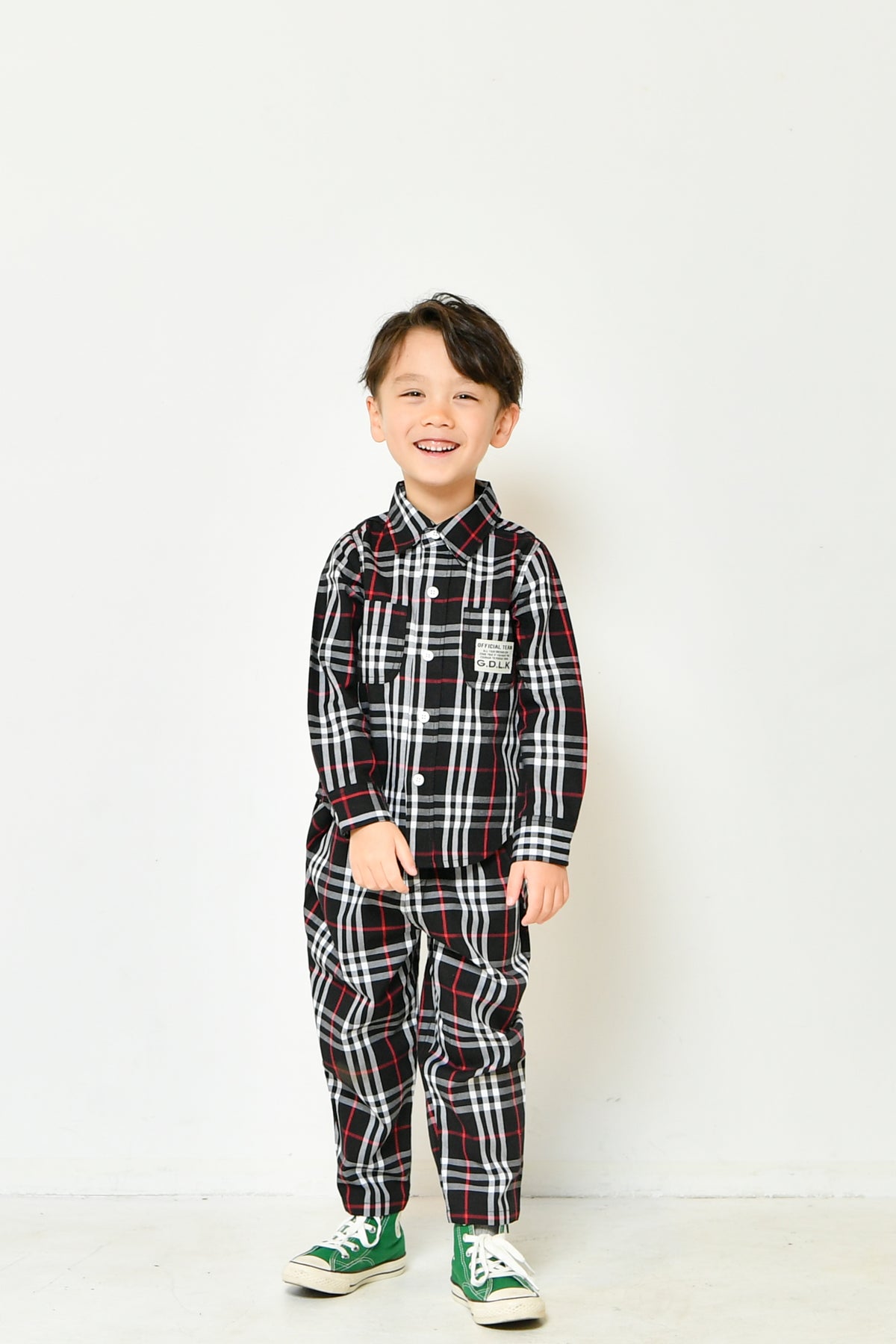 【S/M/L】★オフィシャルチーム★チェック柄タックワイドパンツ(1224121m)