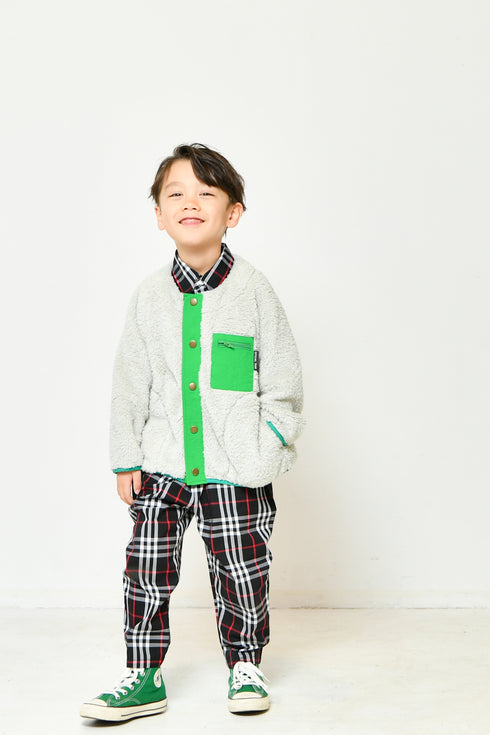 【130~150】★オフィシャルチーム★チェック柄タックワイドパンツ(1224121j)