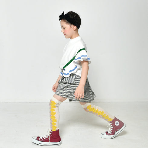 今だけこの価格♪8140→4070円 シルエットに存在感のある子供服♪【130~150】 ラインフリルパネルオーバーサイズトップ★2124642j★キッズサイズ 子供服