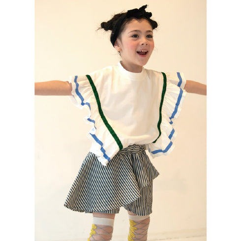 今だけこの価格♪8140→4070円 シルエットに存在感のある子供服♪【130~150】 ラインフリルパネルオーバーサイズトップ★2124642j★キッズサイズ 子供服