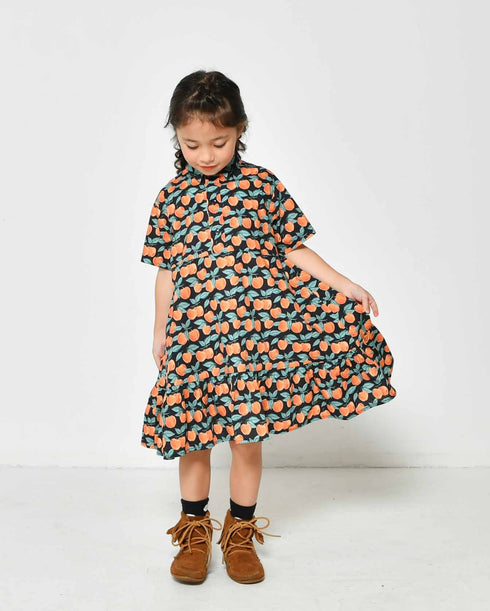 【90~120】 ローンりんご柄ギャザーワンピース ★2124109★キッズサイズ 子供服