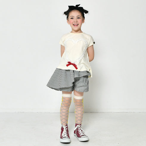 ベルベットリボンを添えてガーリー増しに🎶今だけ7040円→3520円♪【130~150】 SWEET HEART ユルめTEE★2124641j★キッズサイズ 子供服