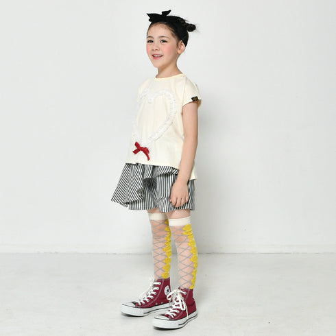 ベルベットリボンを添えてガーリー増しに🎶今だけ7040円→3520円♪【130~150】 SWEET HEART ユルめTEE★2124641j★キッズサイズ 子供服