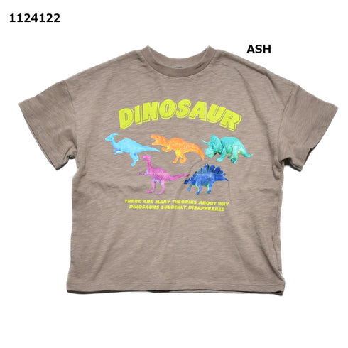 【S/M/L】スラブ天竺ダイナソーロゴTシャツ★1124122m 大人サイズ 親子コーデ