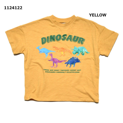 【S/M/L】スラブ天竺ダイナソーロゴTシャツ★1124122m 大人サイズ 親子コーデ