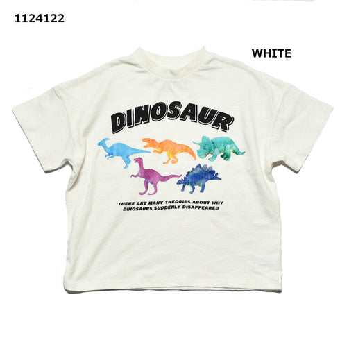 【S/M/L】スラブ天竺ダイナソーロゴTシャツ★1124122m 大人サイズ 親子コーデ