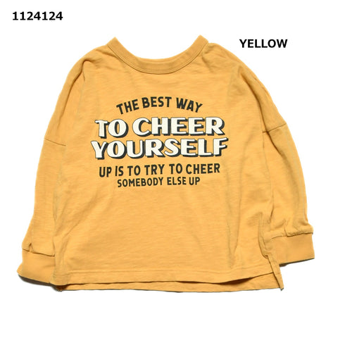 【S/M/L】スラブ天竺ロゴスリットTシャツ★1124124m 大人サイズ 親子コーデ