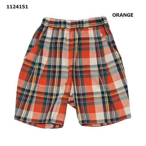 【S/M/L】チェック柄タックショーツ★1124151m 大人サイズ 親子コーデ