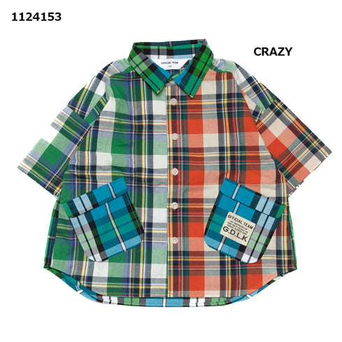 【90~120】チェック柄ポケットシャツ★1124153子供服 キッズサイズ
