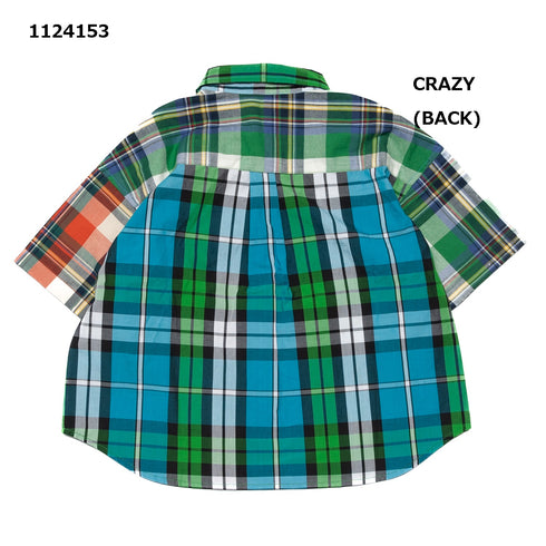 【S/M/L】チェック柄ポケットシャツ★1124153m 大人サイズ 親子コーデ