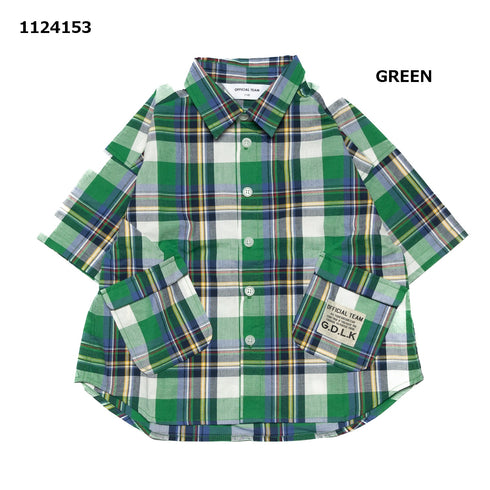 【S/M/L】チェック柄ポケットシャツ★1124153m 大人サイズ 親子コーデ