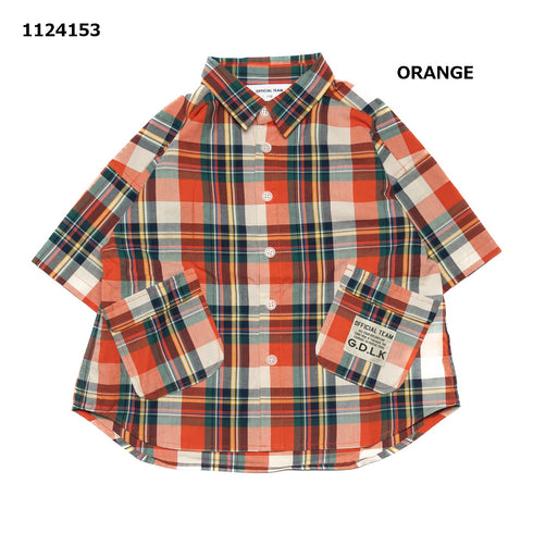 【S/M/L】チェック柄ポケットシャツ★1124153m 大人サイズ 親子コーデ