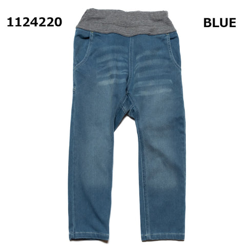 【S/M/L】カットデニムサルエルパンツ★1124220m 大人サイズ 親子コーデ