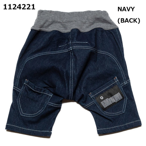 【S/M/L】カットデニムサルエルハーフパンツ★1124221m 大人サイズ 親子コーデ