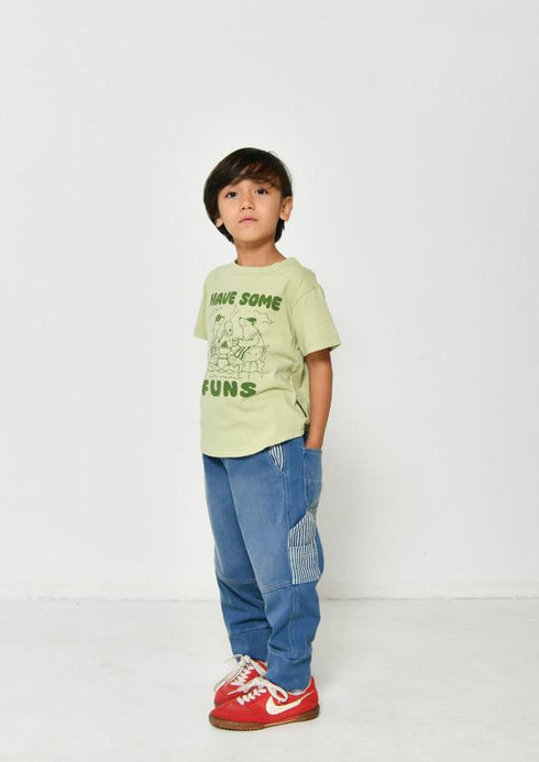 【90~120】カットデニムドッキングジョガーパンツ★1124222子供服 キッズサイズ