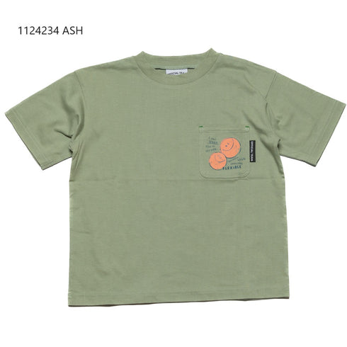 【S/M/L】スマイルロゴポケット Tシャツ★1124234m 大人サイズ 親子コーデ