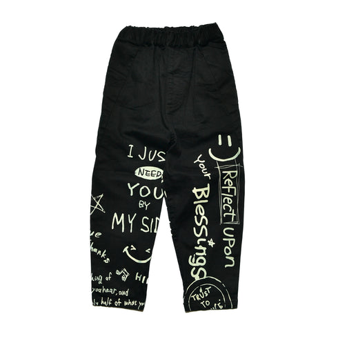 【オフィシャルチーム】カットデニムラクガキスマイルタックワイドパンツ|S~L|1125306M