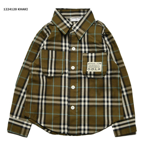 【130~150】★オフィシャルチーム★チェック柄シャツ(1224120j)