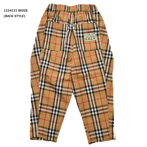 【130~150】★オフィシャルチーム★チェック柄タックワイドパンツ(1224121j)