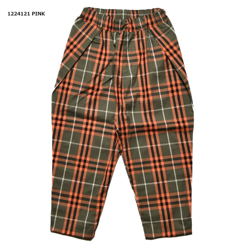 【S/M/L】★オフィシャルチーム★チェック柄タックワイドパンツ(1224121m)