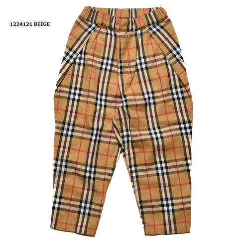 【S/M/L】★オフィシャルチーム★チェック柄タックワイドパンツ(1224121m)
