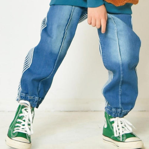 【90~120】★オフィシャルチーム★カットデニムピンタックジョガーパンツ(1224128)