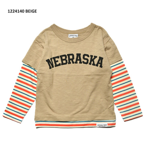 【S/M/L】★オフィシャルチーム★ボーダー×スラブレイヤードTシャツ(1224140m)