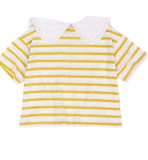 【NEEDLE WORKS】2123108j(130cm~150cm)ボーダーフリル衿Tシャツ★