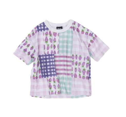 【NEEDLE WORKS】いちごチェック総柄Tシャツ★2123402j(130cm~150cm)