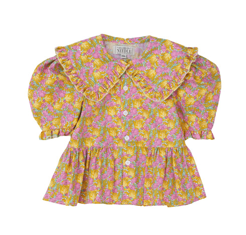 【NEEDLE WORKS】2123611(90cm~120cm)フローラルパフスリーブブラウス★