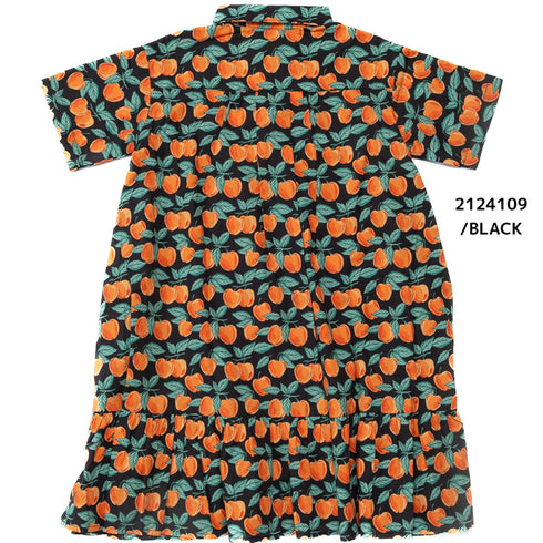 【90~120】 ローンりんご柄ギャザーワンピース ★2124109★キッズサイズ 子供服