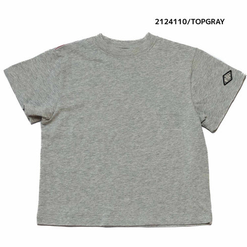 シンプルで新感覚オシャレ♪【130~150】 天竺袖ワッペンTシャツ ★2124110j★キッズサイズ 子供服