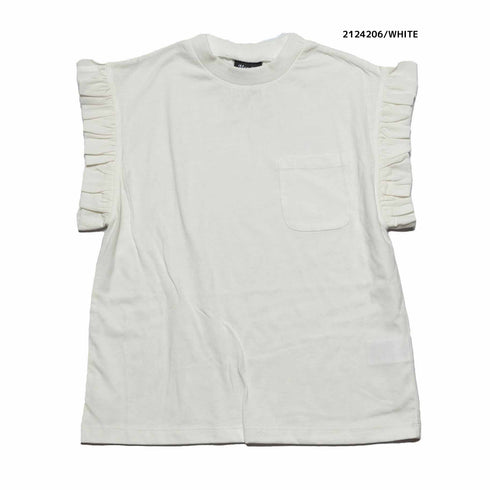 感動可愛い子供服♪5060→2530円♪【130~150】 T/C天竺袖ローンギャザーT シャツ ★2124206j★キッズサイズ 子供服