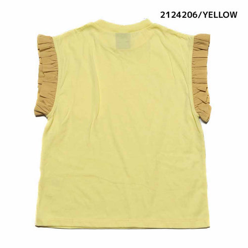 感動可愛い子供服♪5060→2530円♪【130~150】 T/C天竺袖ローンギャザーT シャツ ★2124206j★キッズサイズ 子供服