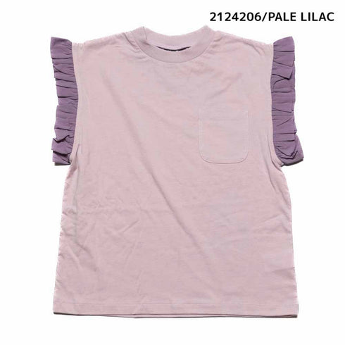感動可愛い子供服♪5060→2530円♪【130~150】 T/C天竺袖ローンギャザーT シャツ ★2124206j★キッズサイズ 子供服