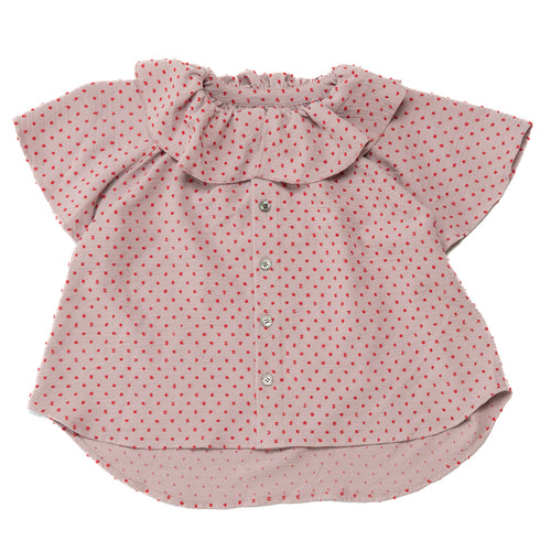 ☆LINE登録者限定☆クーポン利用で8140円→4070円♪【130~150】 キャンディドットラッフルカラーブラウス★2124612j★キッズサイズ 子供服