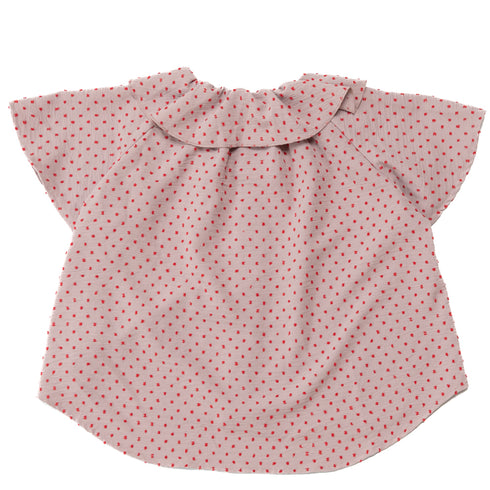 雰囲気から違う可愛い子供服が今だけ♪7590→3795円【90~120】 キャンディドットラッフルカラーブラウス★2124612★キッズサイズ 子供服