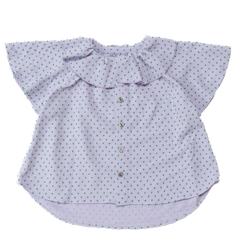 雰囲気から違う可愛い子供服が今だけ♪7590→3795円【90~120】 キャンディドットラッフルカラーブラウス★2124612★キッズサイズ 子供服