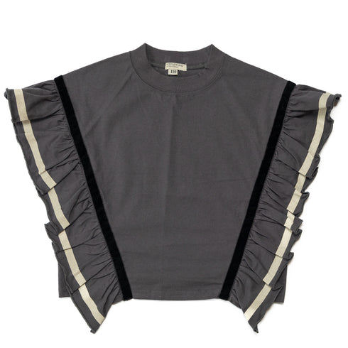 今だけこの価格♪8140→4070円 シルエットに存在感のある子供服♪【130~150】 ラインフリルパネルオーバーサイズトップ★2124642j★キッズサイズ 子供服