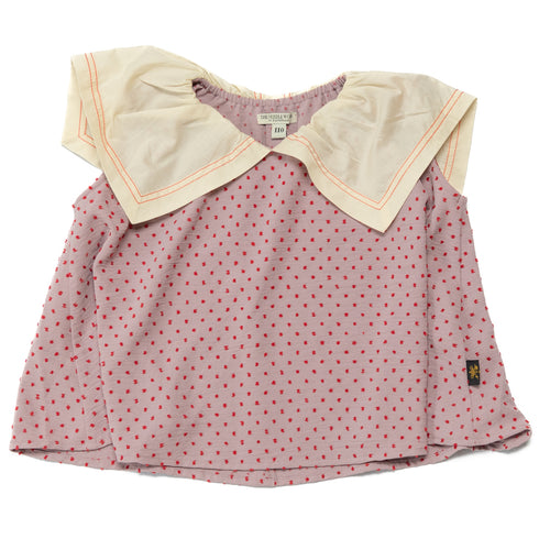 ☆LINE登録者限定☆クーポン利用で7590→3795円!目を惹く子供服♪【130~150】 キャンディドットセーラーギャザーブラウス ★2124813j★キッズサイズ 子供服