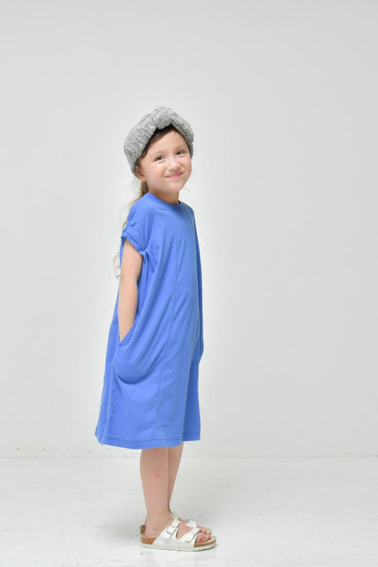 ワンピなのにガシガシ動ける子供服!秘密は『T/C天竺』素材♪100~150【ニードルワークス】T/C天竺変形袖ワンピース2126316