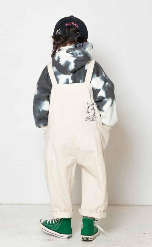 【130~150cm】チノ落書きプリントサロペット★2223103j★【NEEDLE WORKS】