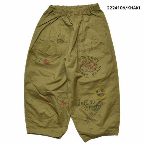 【100~120】★NEEDLEWORKS★ギャバ落書きタックワイドパンツ(2224106)