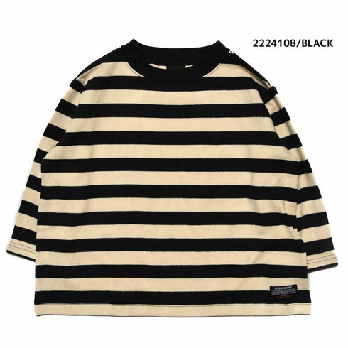 【100~120】★NEEDLEWORKS★肉厚天竺ボーダーワイドロンT(2224108)