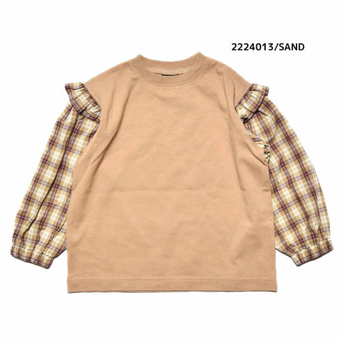 【100~120】★NEEDLEWORKS★天竺袖ローンチェックロンT(2224013)