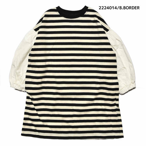 【130~150】★NEEDLEWORKS★天竺袖タイプライターワンピース(2224014j)