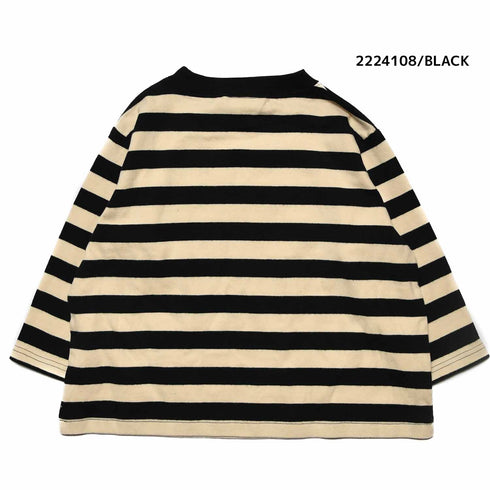 【130~150】★NEEDLEWORKS★肉厚天竺ボーダーワイドロンT(2224108j)
