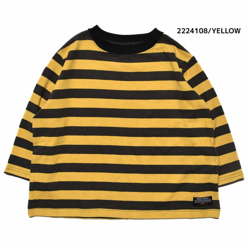 【100~120】★NEEDLEWORKS★肉厚天竺ボーダーワイドロンT(2224108)