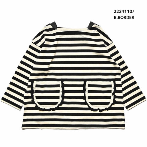 【100~120】★NEEDLEWORKS★天竺ボーダーフリルロンT(2224110)