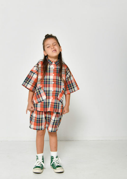 【90~120】チェック柄タックショーツ★1124151子供服 キッズサイズ